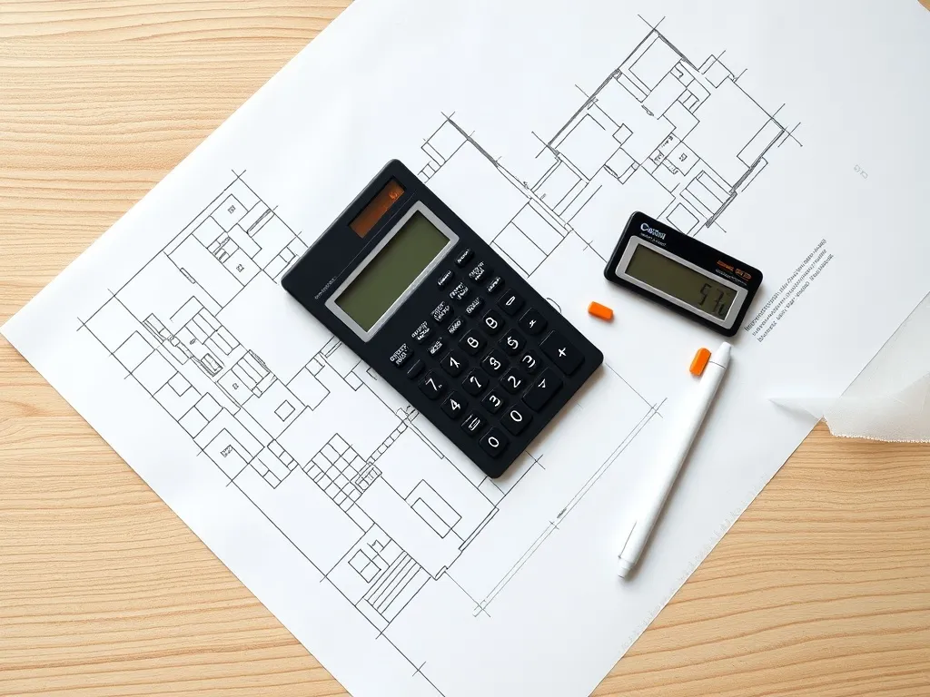 A minimalist, top-down photograph of architectural blueprint